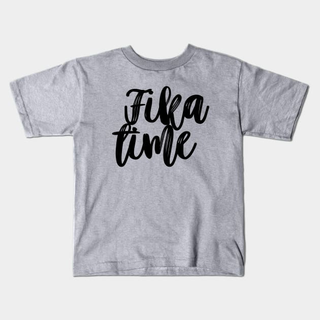 Fika Time Typography Kids T-Shirt by jellytalk